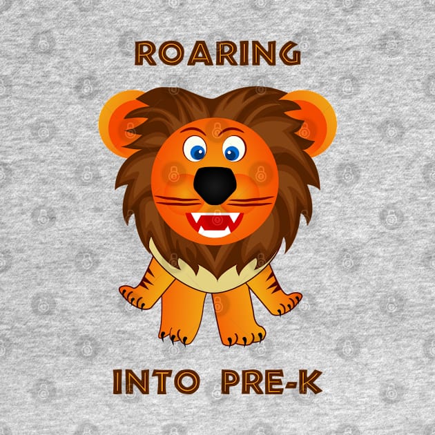Roaring Into Pre-K (Cartoon Lion) by TimespunThreads